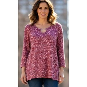 Rebecca Malone Polka Dot 3/4 sleeve top Red Size 2X